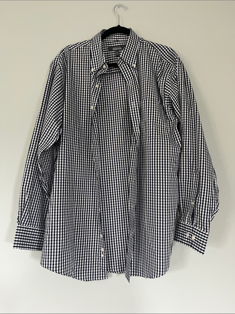 Kenneth Cole Reaction Blue and White Gingham Dress Shirt
